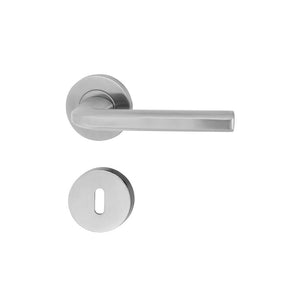 Tay nắm gạt thiết kế nắp chụp tròn kiểu vuông thích hợp cửa gỗ, cửa thép màu chrome mờ